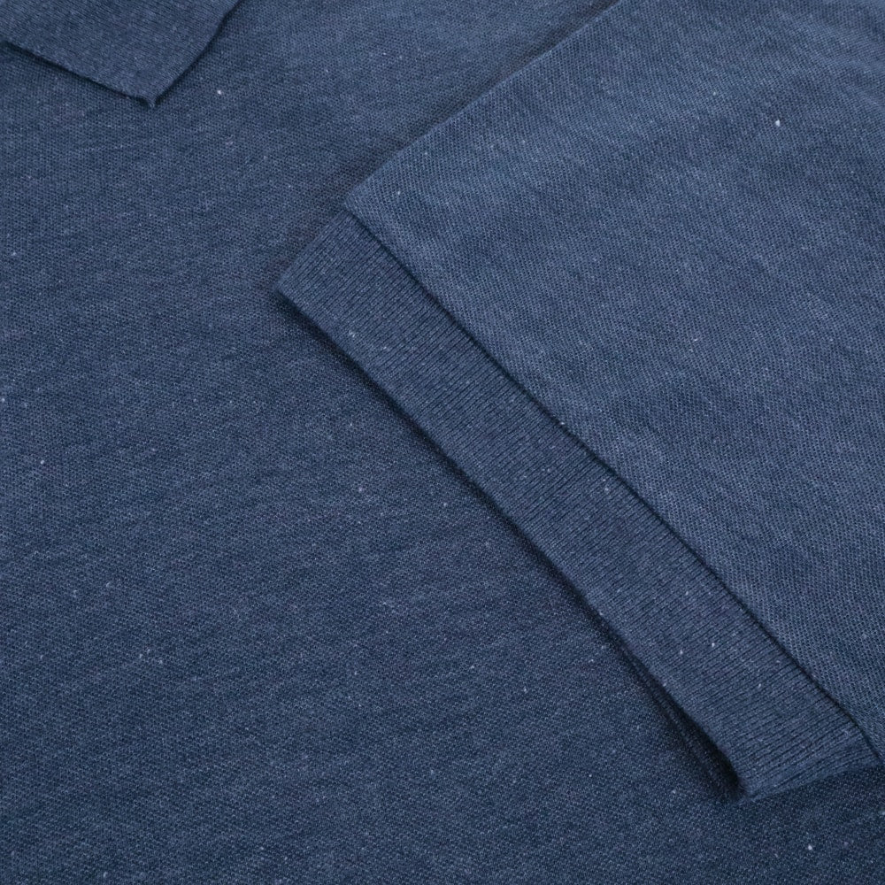 Plain denim blue polo shirt soft cotton blend ribbed collar classic fit Bigwear.pk
