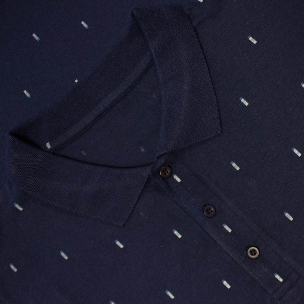 Navy Blue Polo Shirt Subtle Print Modern Casual Fit BG-151
