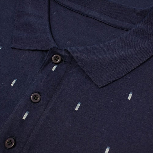 Navy Blue Polo Shirt Subtle Print Modern Casual Fit BG-151
