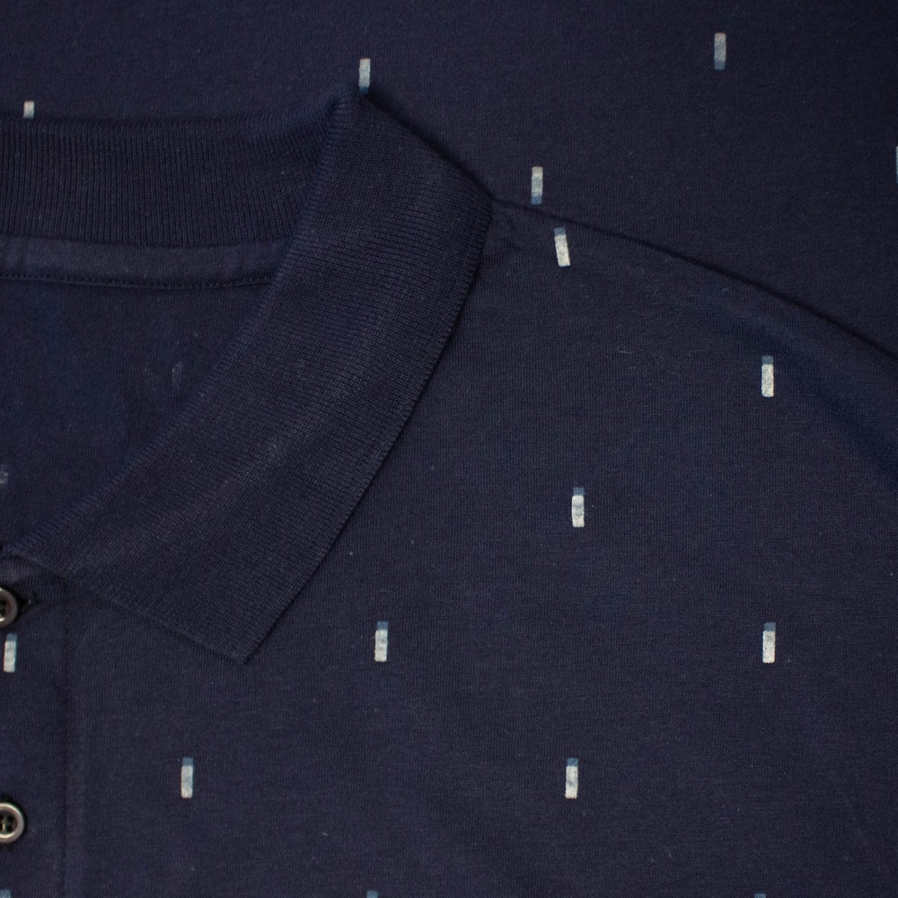Navy Blue Polo Shirt Subtle Print Modern Casual Fit BG-151