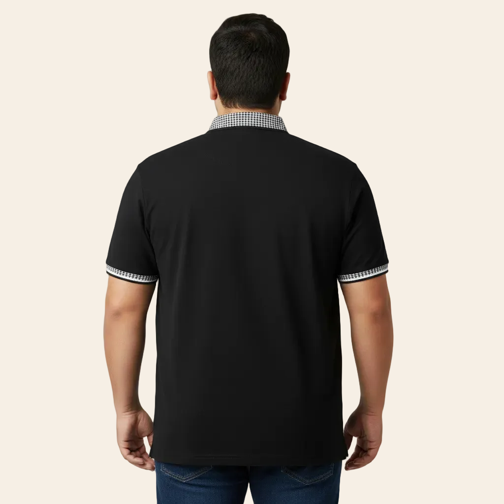 Black Essential Piqué Polo – Pattern Finish BG-102