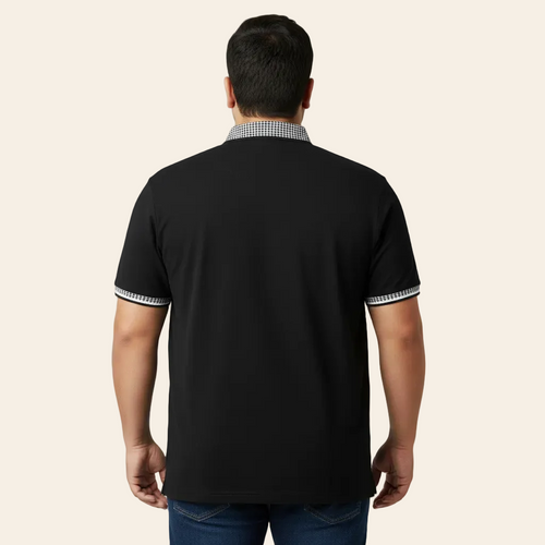 Black Essential Piqué Polo – Pattern Finish BG-102