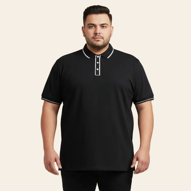 Black contrast placket polo shirt made from 100% cotton with contrast collar detail by Bigwear.pk modern casual mens polo shirt.