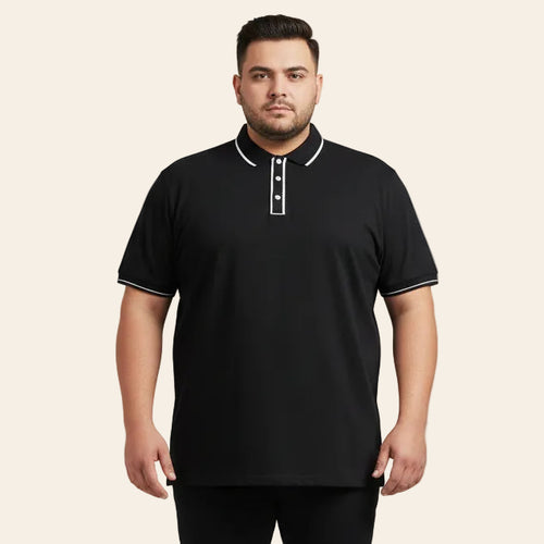 Black contrast placket polo shirt made from 100% cotton with contrast collar detail by Bigwear.pk modern casual mens polo shirt.