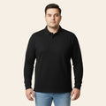 Bigwear black full sleeve cotton polo shirt classic fit long sleeves