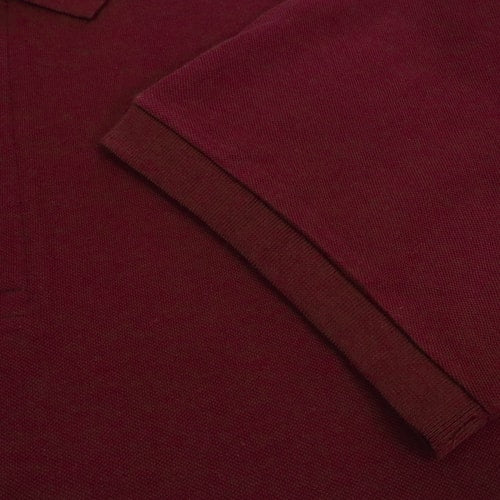 Burgundy tall pique polo shirt in premium cotton with extended length, breathable fabric, and classic collar for a clean smart-casual look
