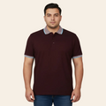 Burgundy two-tone polo shirt with contrast striped collar and sleeve tipping by Bigwear.pk