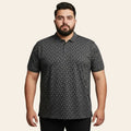Charcoal micro print polo shirt with modern fit cotton polyester fabric