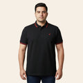Luxury black polo shirt with red trim soft breathable fabric tall fit 39 inch length Bigwear.pk