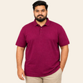 Mauve premium pique polo shirt in soft cotton fabric for men, short sleeves, classic collar, plus size relaxed fit, breathable texture, casual everyday wear