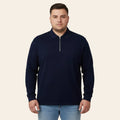 Navy long sleeve jersey polo shirt with zip neck and flat knit collar made from 100% cotton by Bigwear.pk smart casual mens polo shirt.