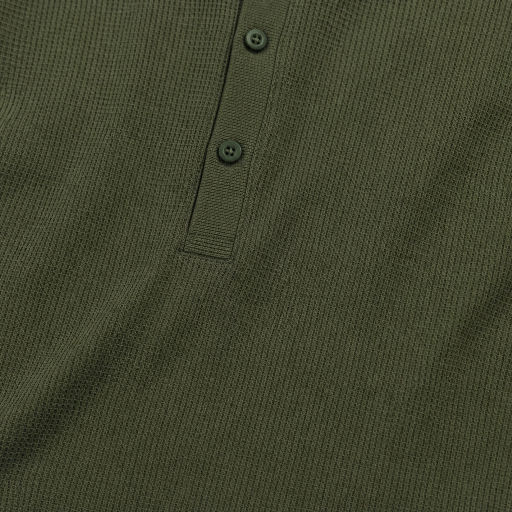 Olive green drop needle textured cotton polo shirt short sleeve
