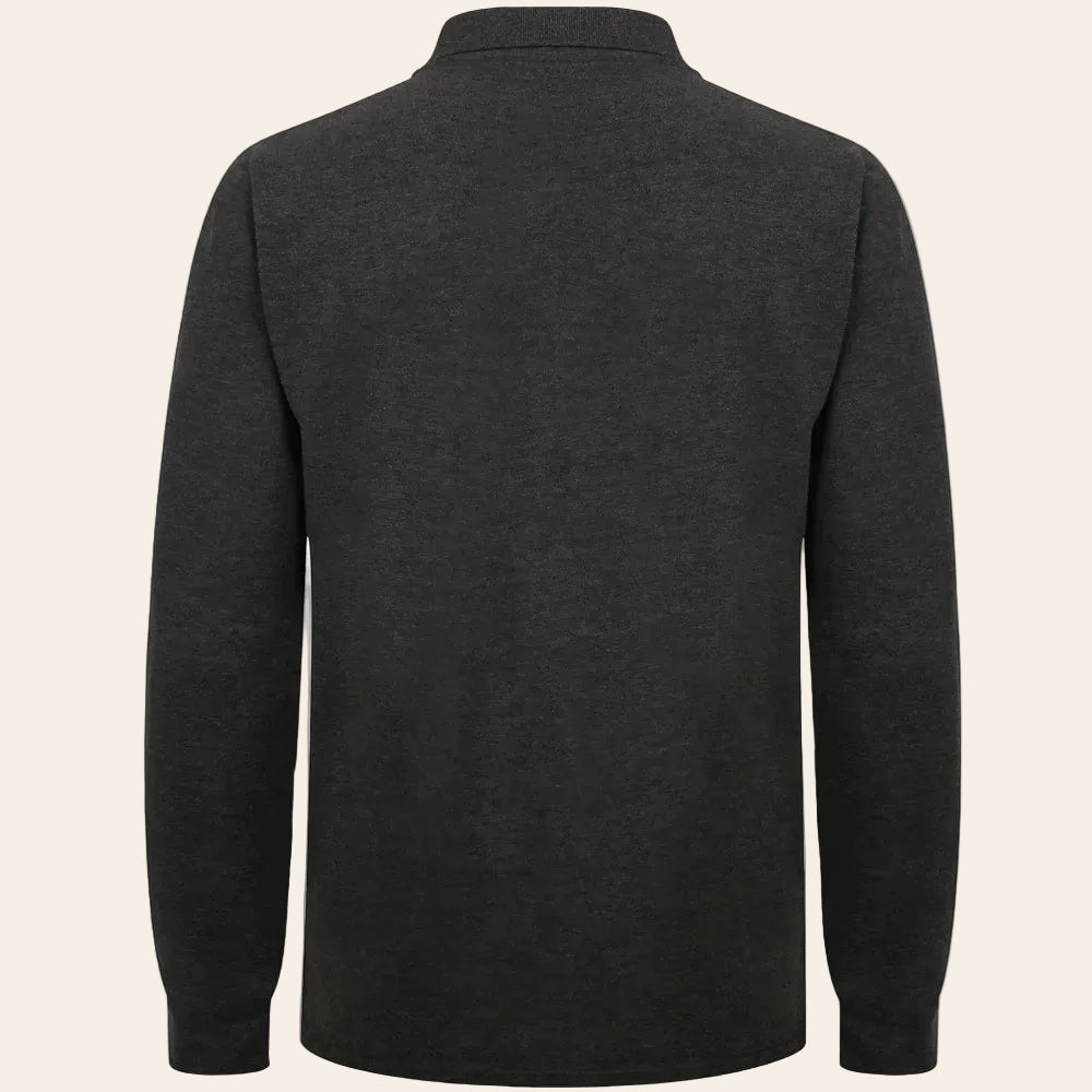 Bigwear charcoal long sleeve polo shirt cotton blend classic fit