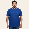 Royal blue polo shirt with contrast collar trim cotton short sleeve men