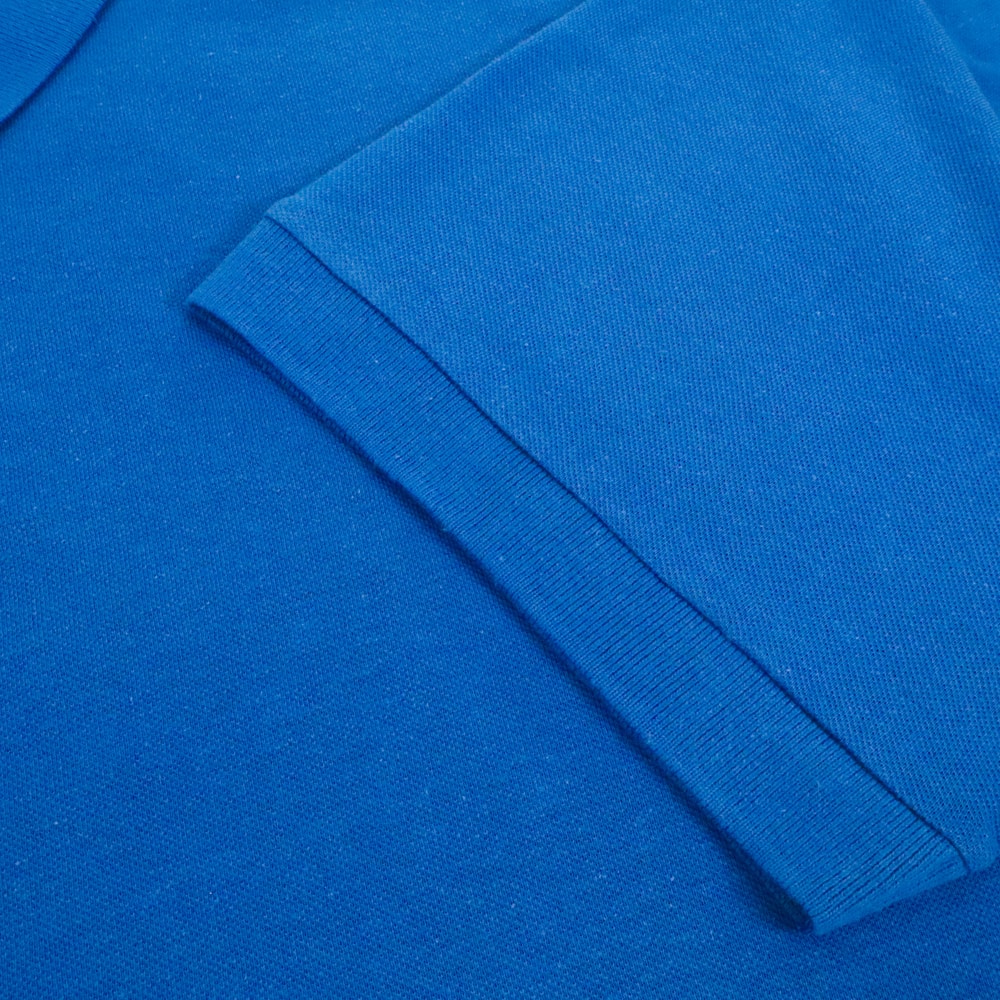Royal blue premium cotton pique polo shirt with ribbed collar front view