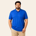 Royal Blue Premium Pique Polo Shirt for Men – Plus Size Casual Half Sleeve Cotton Polo Tee, Comfortable Fit, Classic Collar Design, Sizes 2XL-6XL