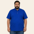 Royal Blue Snap Button Polo Shirt Lightweight Daily Wear 100% Cotton Polo Shirt Front View on Male Model