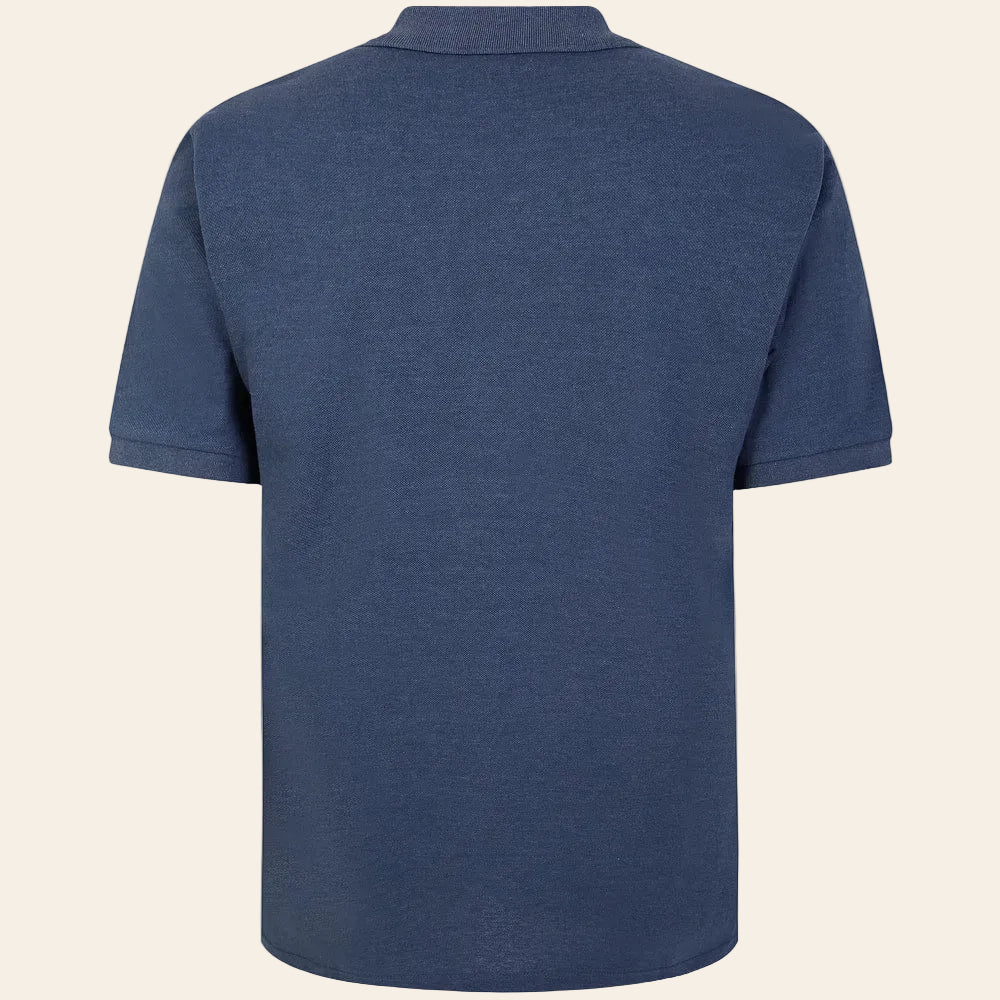 Plain denim blue polo shirt soft cotton blend ribbed collar classic fit Bigwear.pk