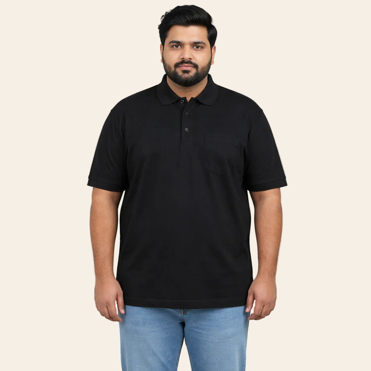 Signature midnight black polo shirt with chest pocket classic fit by Bigwear.pk