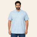 Sky blue soft touch cotton polo shirt for men premium finish ribbed collar three button placket breathable fabric clean casual style
