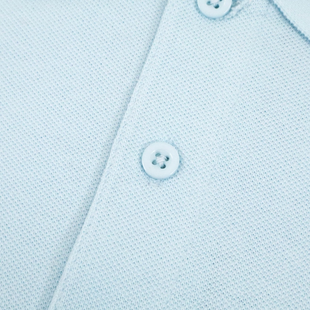 Sky blue soft touch cotton polo shirt for men premium finish ribbed collar three button placket breathable fabric clean casual style
