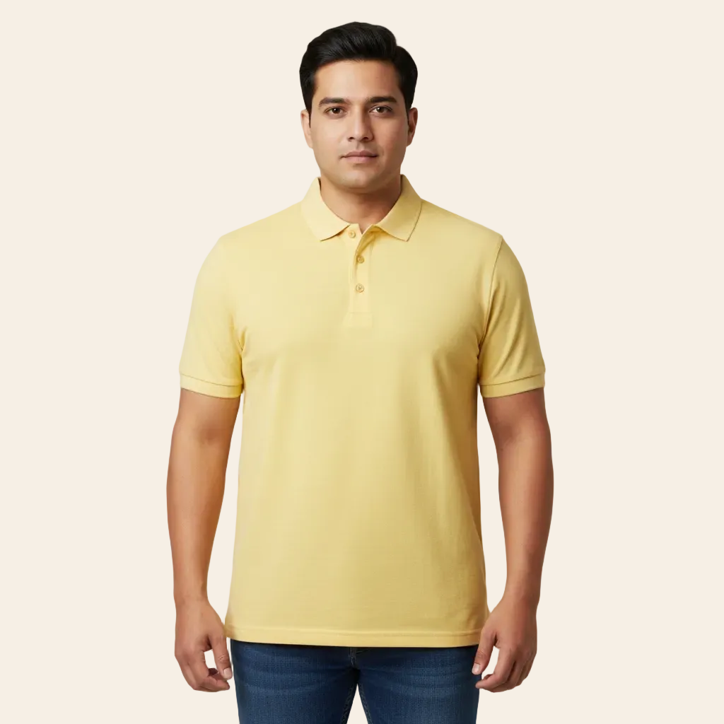 Plain cotton blend polo shirt for men with ribbed collar in big sizes 2XL to 8XL by Bigwear