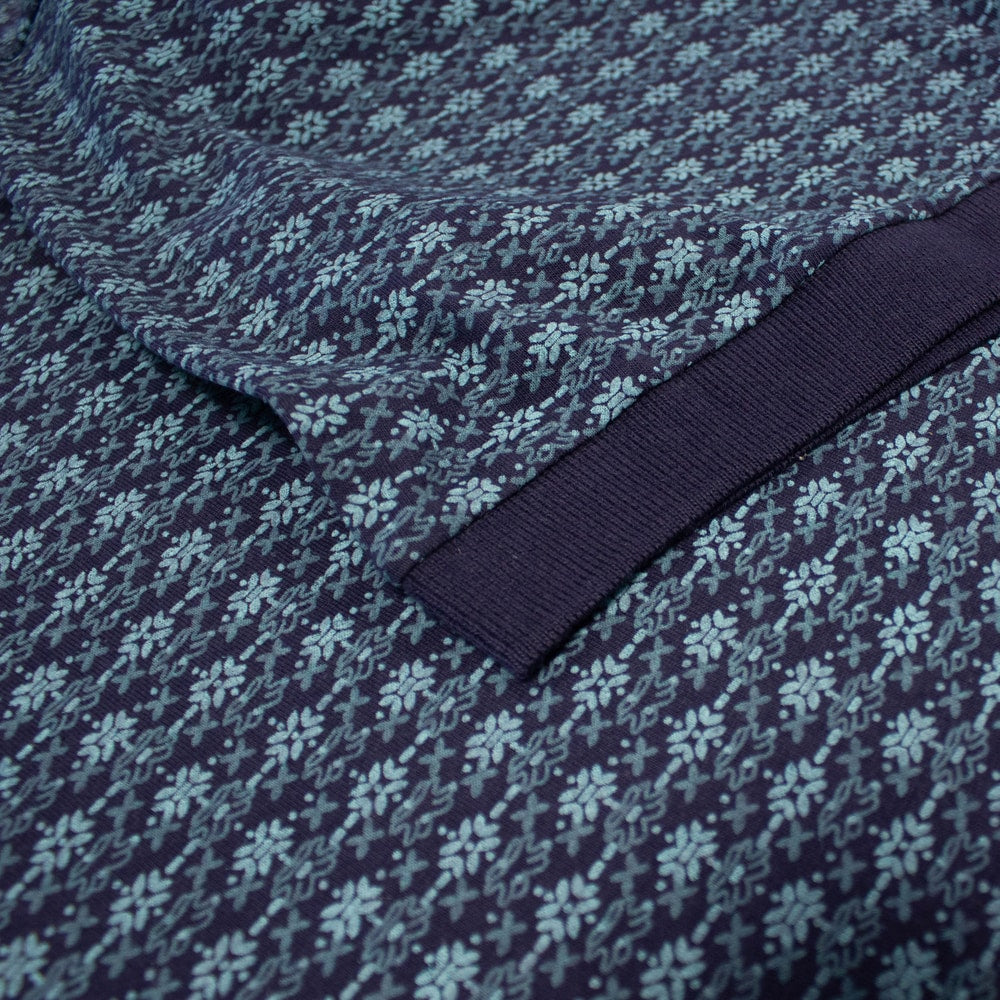 Stylish Navy Micro Print Polo Shirt With Zip Front BG-115