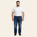 Urban Classic Blue Denim Jeans premium comfort fit men blue wash denim jeans front view product image